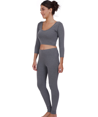 Rib Thermal Crop Top & Legging Set