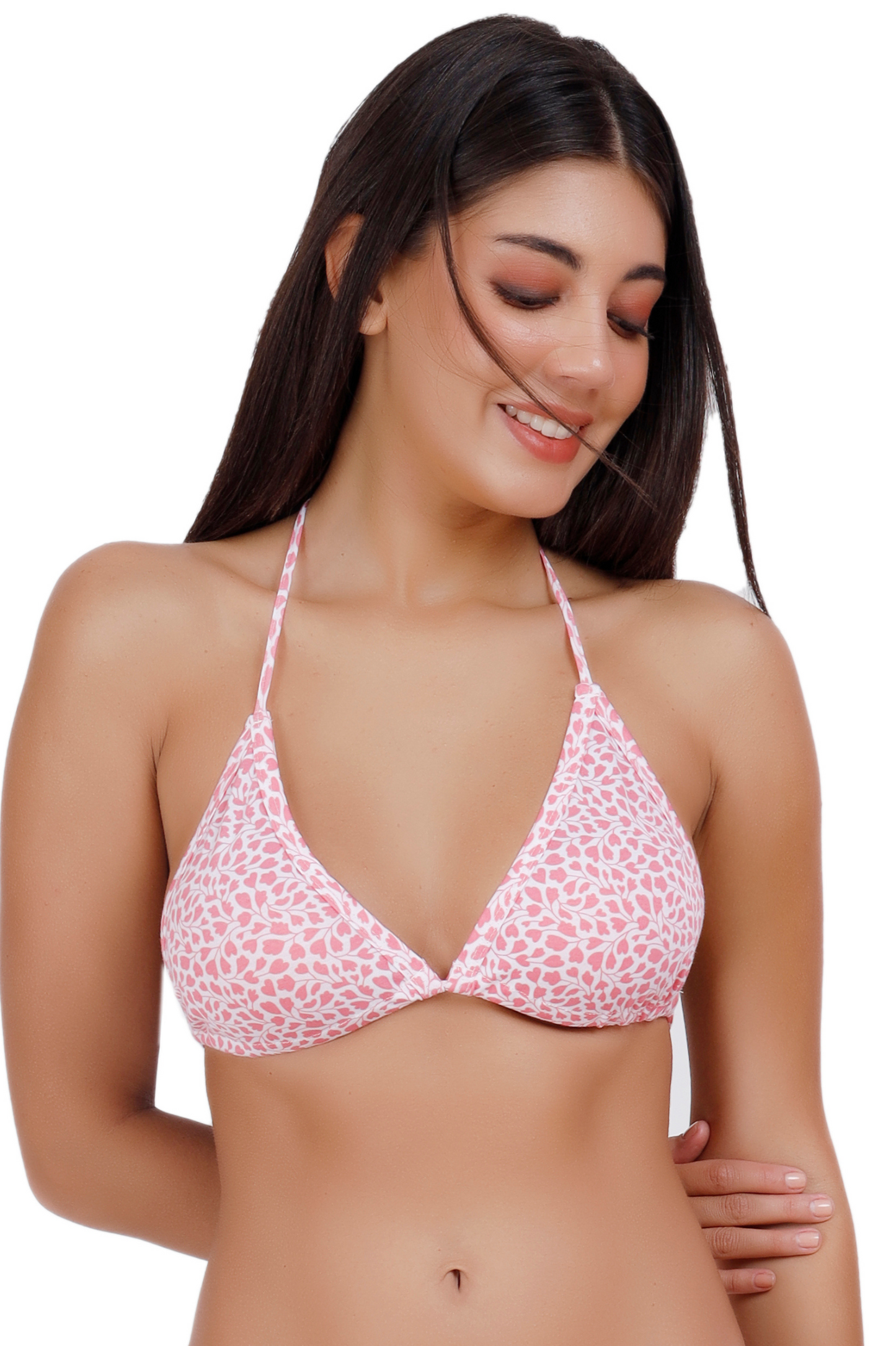 Printed Halter Neck Bra