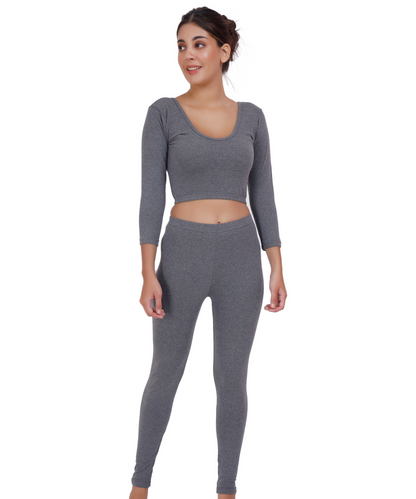 Rib Thermal Crop Top & Legging Set