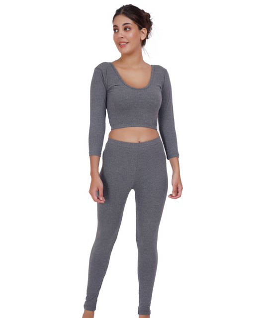 Rib Thermal Crop Top & Legging Set