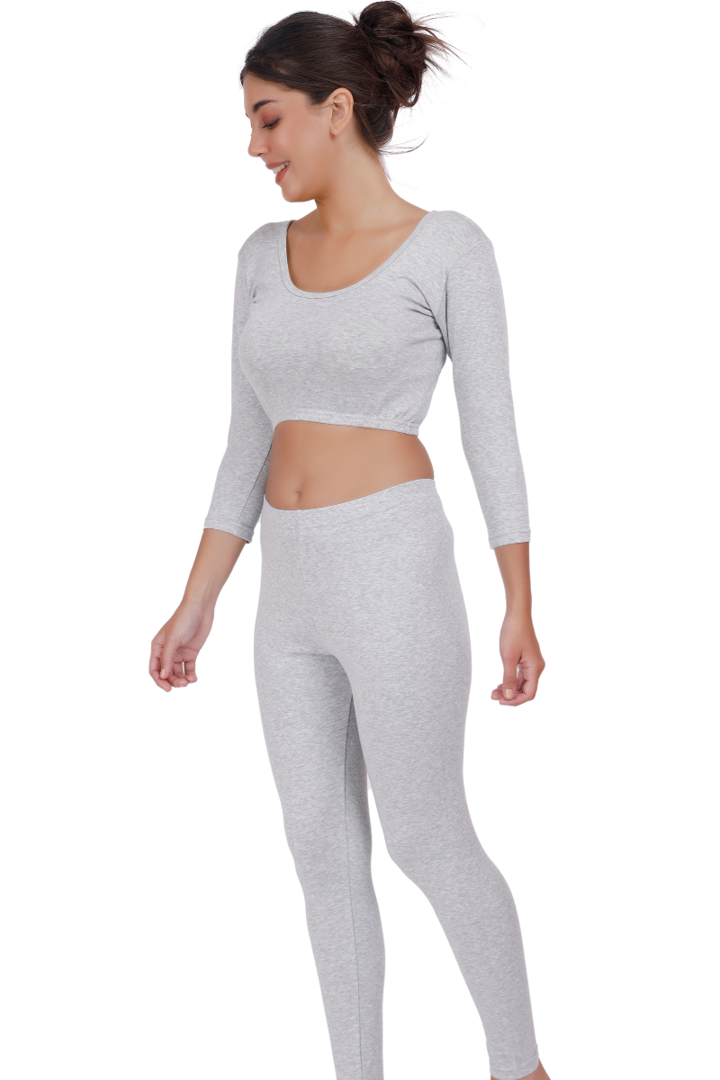 Rib Thermal Crop Top & Legging Set